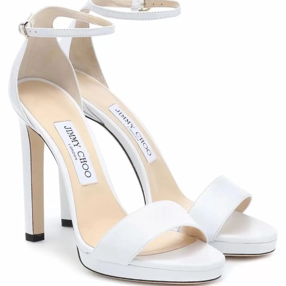 Jimmy Choo Misty Leather Platform Sandals. White Leather. Authentic! EU 38 size.